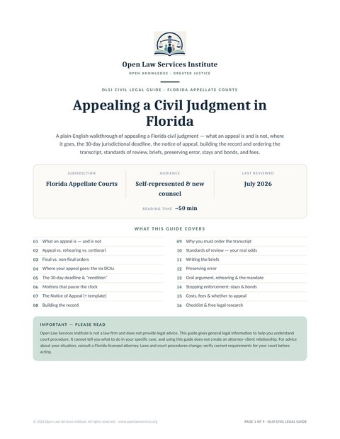 Cover of Appealing a Civil Judgment in Florida
