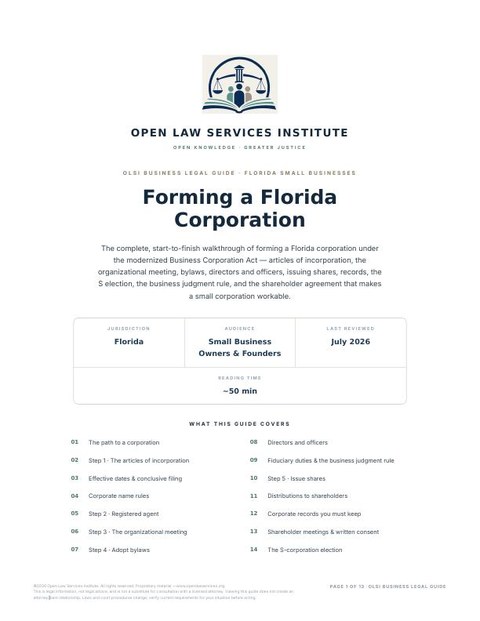 Cover of Forming a Florida Corporation