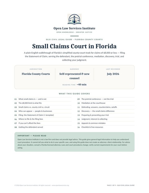 Cover of Small Claims Court in Florida